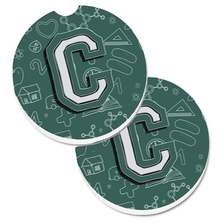 Carolines Treasures Letter C Back to School Initial  Cup Holder Car Coaster, PK2 CJ2010-CCARC